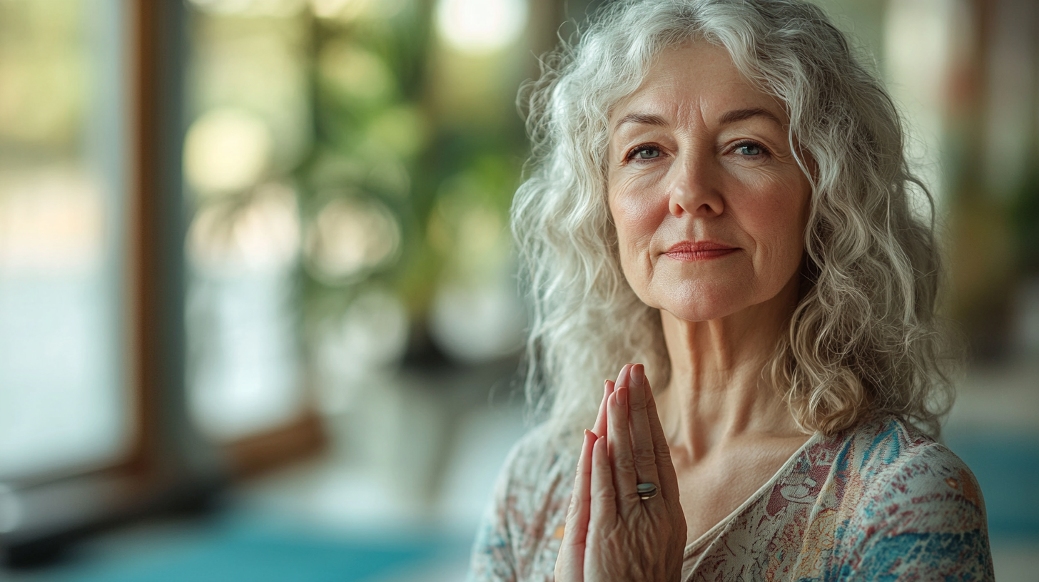 Група старших людей практикує йогу в спокійній атмосфері